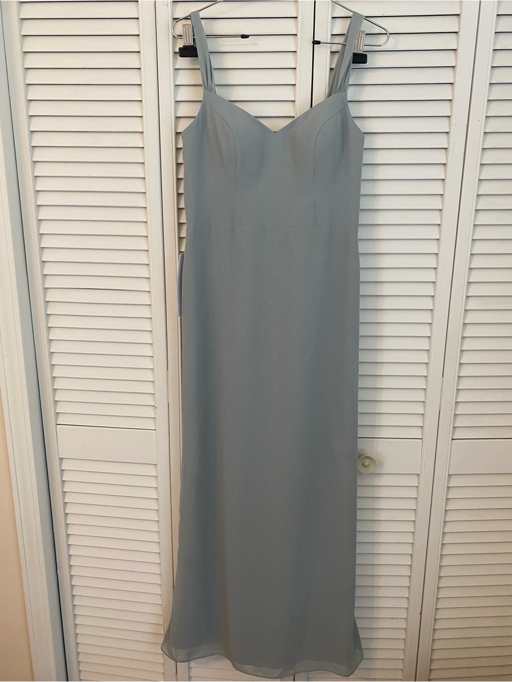 NWT Azazie Bridesmaid Dress Denice Dolphin Gray Chiffon Pleated Floor Length